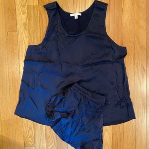 Lunya navy washable silk lounge set, new